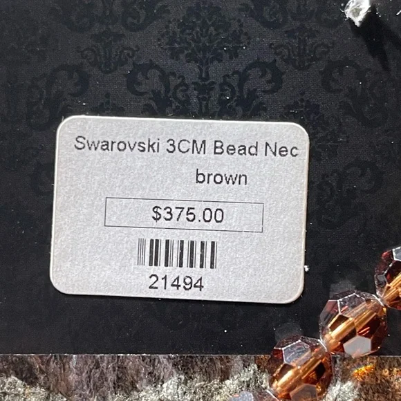 Cognac Swarovski Crystal Round Bead Necklace - Picture 11 of 12